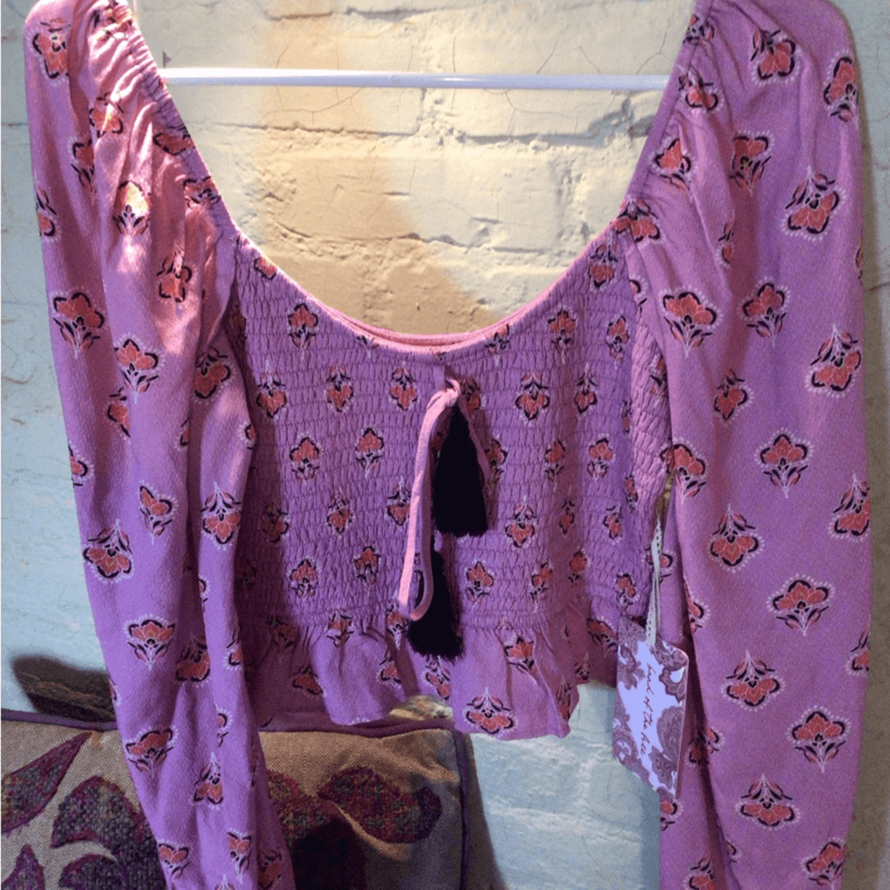 NEW! Band of the Free Gypsies Pink Floral Smocked Crop Top